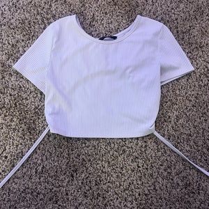 shein white scrunch top